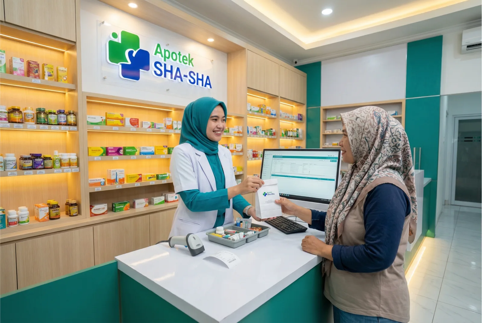 Pelayanan ramah di kasir Apotek Sha-Sha
